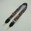 Verstellbarer Schultergurt mit Paisley-Muster aus khakifarbenem Canvas und Goldhaken - Graues Muster + Schwarzes Leder