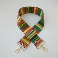 Verstellbarer breiter Taschenriemen aus Segeltuch mit buntem Ethno-Sternmuster und Goldclips - Silberverschluss / Regenbogen Gestreift