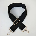 Correa ajustable de lona de algodón negro con ganchos de metal dorado para bolsos de mujer - Estilo 1 Negro Hebilla Dorada