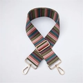 Detail of adjustable wide striped shoulder strap with high-quality gold hardware buckles - Multi-Color Geometric Stripe