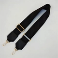 Correa ajustable de algodón negro con ganchos dorados para bolsos de hombro y mochilas - Estilo 2 Negro Hebilla Dorada