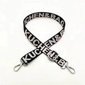 Adjustable black and white jacquard letter bag strap with silver metal swivel hooks - Style 2 Silver