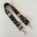 Bandoulière réglable noire pour sacs avec motifs étoiles dorées et crochets en métal - Style Polyvalent