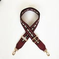 Tracolla di ricambio larga regolabile con motivo jacquard etnico e ganci dorati - Gancio Dorato / Stile Jacquard (Pelle Bordeaux) / Lunghezza circa 130cm