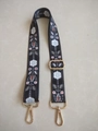 Detail of bohemian floral guitar style strap with gold metal lobster clasps and buckle - Style 5 / Silver Clasp