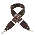 Ethnic style adjustable wide shoulder strap with red geometric weaving and gold buckles - Ginger Yellow with Coffee Leather