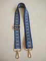 Close-up of wide tribal geometric patterned bag strap with golden metal lobster clasps - Style 2 / Silver Clasp