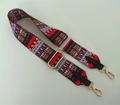 Verstelbare brede schouderriem in etnische stijl met rood jacquard en gouden gespen - Jacquard Ruit Golfpatroon (Stijl 1)