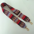 Bohemian geometric pattern bag strap with gold metal hooks for shoulder bags - Style 2