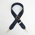Adjustable black ethnic style wide purse strap with gold metal lobster clasps - Black / Silver Clasp