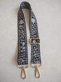 Floral print bag strap with white daisies and golden metal hooks in retro ethnic style - Style 1 / Silver Clasp