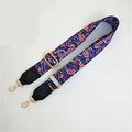 Adjustable paisley ethnic bag strap in blue and pink with gold metal hardware - Morning Glory Black / Silver Clasp