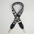 Adjustable wide woven shoulder strap with letter jacquard and gold hardware details - Style 1 Round Head Leather Trim