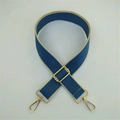 Adjustable dark blue canvas shoulder strap with gold metal buckles for crossbody bags - Silver Clasp / Lake Blue