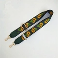 Adjustable black shoulder strap with yellow sunflower patterns and golden hardware - Sunflower Green / Silver Clasp
