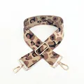 Adjustable leopard print bag strap with high-density canvas and golden metal hooks - Silver Clasp / No.21 Khaki