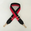 Tracolla di ricambio regolabile a righe rosse e nere con ganci metallici dorati - Strisce Nero Rosso + Pelle Nera