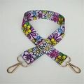 Adjustable colorful floral crossbody bag strap with daisy prints and gold metal hooks - No. 12 Colorful Flowers