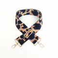 Adjustable leopard print bag strap with navy blue patterns and gold metal hooks - Silver Clasp / Blue No. 5
