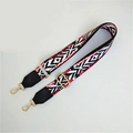 Ethnic style adjustable wide bag strap with red, black and white geometric woven pattern - Rainbow Black