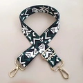 Bandoulière large réglable de style ethnique avec motif géométrique vert et noir - 3.8CM / Vert