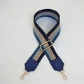 Tracolla regolabile in pelle PU a righe blu navy con moschettoni girevoli in oro lucido - Stile 2 Blu