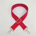 Adjustable red cotton shoulder strap with gold metal buckles for crossbody bags - Silver Clasp / Red