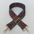Adjustable bohemian style replacement bag strap with geometric ethnic pattern and gold buckle - No. 25 Gold Buckle
