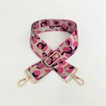 Adjustable leopard print bag strap with pink and black patterns and gold buckles - No.17 Rose Red Khaki
