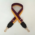 Adjustable purple and gold striped crossbody bag strap replacement with gold hardware - Purple Stripes + Black Leather