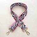 Ethnic style colorful geometric wide shoulder strap with golden metal buckles for handbags - 3.8CM / Red/White/Black