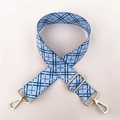 Adjustable wide replacement shoulder strap with light blue plaid pattern and gold hardware - Blue Plaid