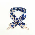 Adjustable leopard print bag strap with blue and black patterns and gold metal hooks - No.3 Royal Blue Khaki