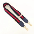 Verstelbare brede gestreepte nylon schouderriem met rood-blauw patroon en gouden haken - Blauw-Rood-Blauw