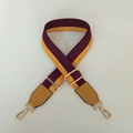 Adjustable wide replacement bag strap in purple and yellow stripes with gold hardware - Purple Stripes + Yellow Leather