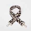 Pink and black leopard print bag strap with golden metal lobster clasps and buckles - Pink