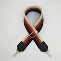 Adjustable bohemian striped PU leather camera strap with gold metal swivel lobster clasps - Style 4 Black