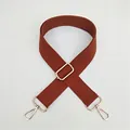 Adjustable brown cotton shoulder strap replacement with elegant gold metal buckles - Brown