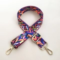 Bandoulière réglable colorée avec motif tissé ethnique et mousquetons dorés pour sacs - 3.8CM / Arc-en-ciel