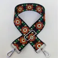 Close-up of No. 26 ethnic style wide shoulder strap with silver buckle and sunflower pattern - No. 26 Silver Buckle
