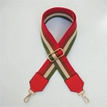 Adjustable canvas bag strap with red, green, and brown stripes and gold buckles - Style 5 Red