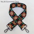 Ethnic style bag strap with orange geometric patterns and gunmetal swivel hooks - No. 26 Gunmetal Buckle