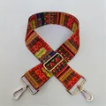 Close-up of colorful ethnic pattern canvas bag strap with gold metal buckle No. 27 - No. 27 Gold Buckle