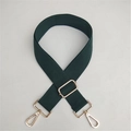 Adjustable dark green wide cotton shoulder strap with gold metal hooks for crossbody bags - Dark Green