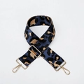 Adjustable blue and beige leopard print shoulder strap with gold metal buckles - Blue