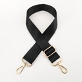 Detail of adjustable black nylon shoulder strap with polished gold-tone metal lobster clasps - Non-Leather Versatile Style