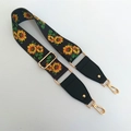 Detail of adjustable bag strap with sunflower print and gold metal swivel snap hooks - Sunflower