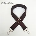 Adjustable coffee brown cotton shoulder strap with durable golden metal buckles - Brown