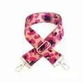Adjustable crossbody bag strap with pink leopard print and gold hardware hooks - No.16 Rose Red