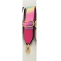 Rainbow gradient nylon replacement bag strap with gold metal buckles for crossbody bags - Colorful Dazzle + Rose Red Leather